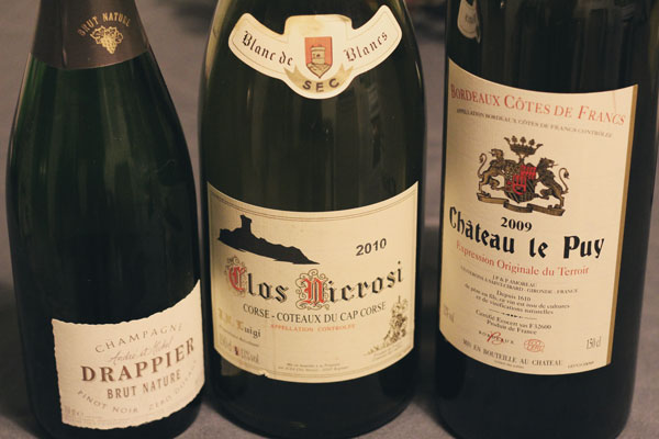 Champagne Drappier - Blanc du Clos Nicrosi - Rouge du Château Le Puy pour le réveillon-de-Noël