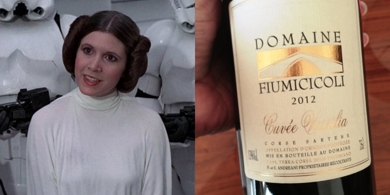 Accords vins et Star Wars - Leia - Cuvee Vassilia Domaine Fiumicicoli