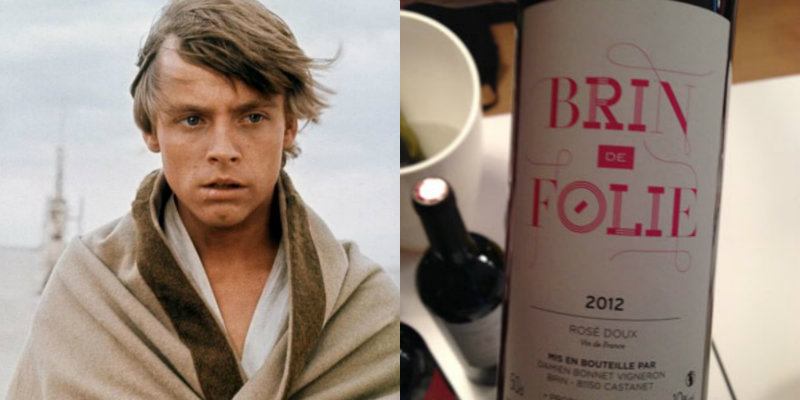 Accords vins et Star Wars - Luke Skywalker - Brin de Folie du Domaine de Brin